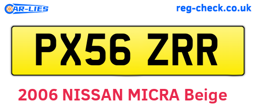 PX56ZRR are the vehicle registration plates.