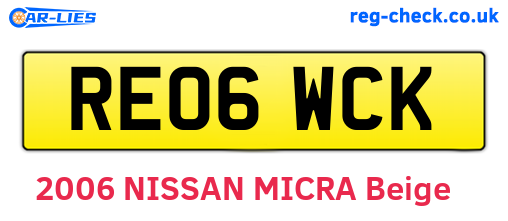 RE06WCK are the vehicle registration plates.