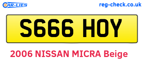 S666HOY are the vehicle registration plates.