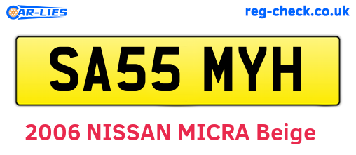 SA55MYH are the vehicle registration plates.