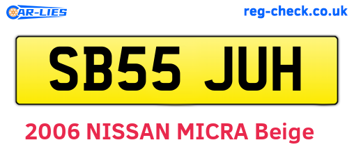 SB55JUH are the vehicle registration plates.
