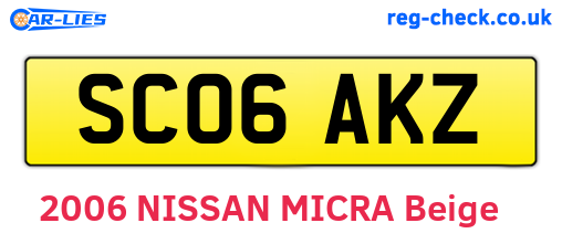 SC06AKZ are the vehicle registration plates.
