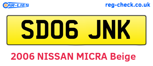 SD06JNK are the vehicle registration plates.