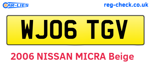 WJ06TGV are the vehicle registration plates.