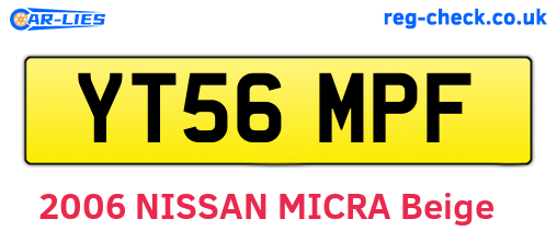 YT56MPF are the vehicle registration plates.