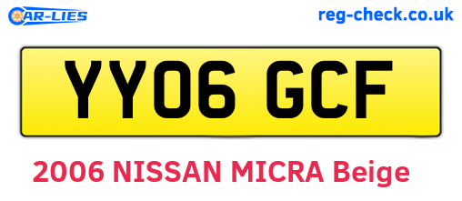 YY06GCF are the vehicle registration plates.