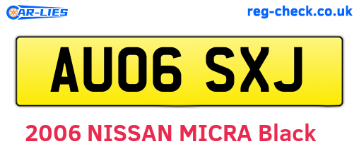 AU06SXJ are the vehicle registration plates.