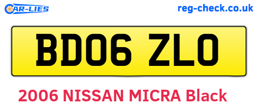 BD06ZLO are the vehicle registration plates.