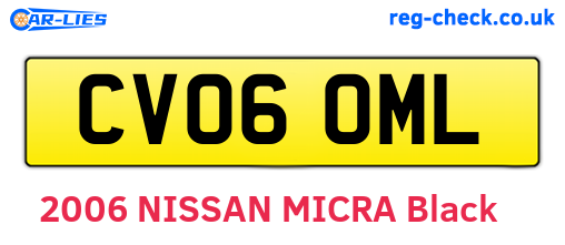 CV06OML are the vehicle registration plates.