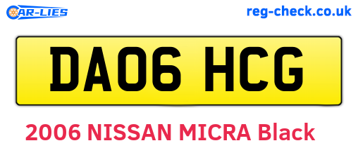 DA06HCG are the vehicle registration plates.