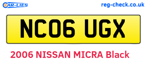 NC06UGX are the vehicle registration plates.