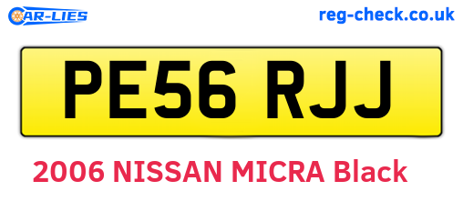 PE56RJJ are the vehicle registration plates.