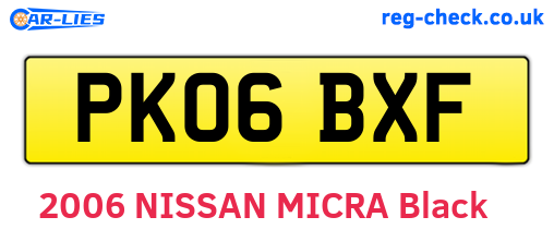 PK06BXF are the vehicle registration plates.