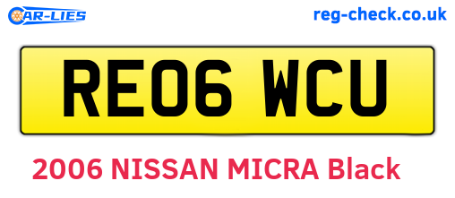 RE06WCU are the vehicle registration plates.