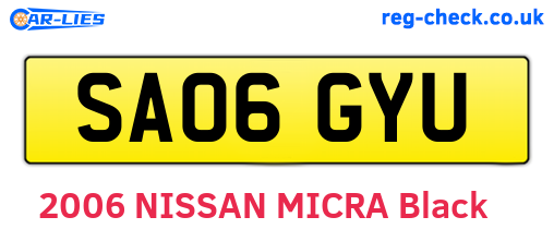 SA06GYU are the vehicle registration plates.