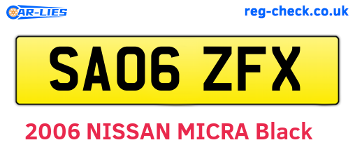 SA06ZFX are the vehicle registration plates.