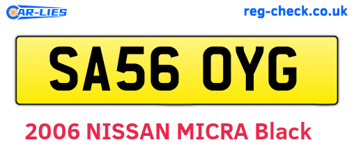 SA56OYG are the vehicle registration plates.