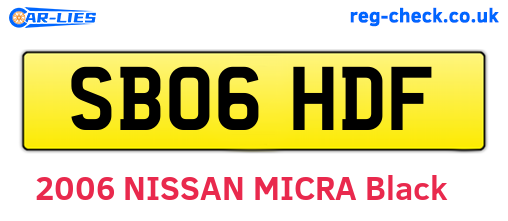 SB06HDF are the vehicle registration plates.