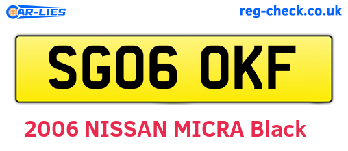 SG06OKF are the vehicle registration plates.