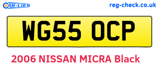 WG55OCP are the vehicle registration plates.