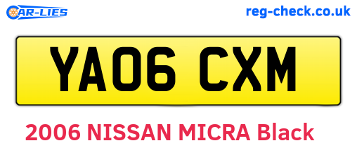 YA06CXM are the vehicle registration plates.