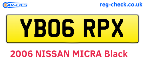 YB06RPX are the vehicle registration plates.