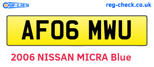 AF06MWU are the vehicle registration plates.