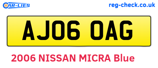AJ06OAG are the vehicle registration plates.