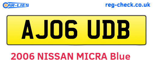 AJ06UDB are the vehicle registration plates.