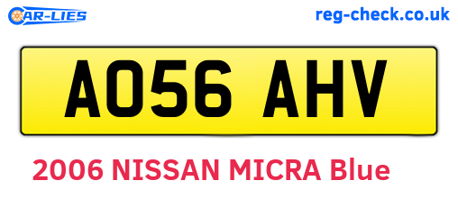 AO56AHV are the vehicle registration plates.