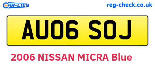 AU06SOJ are the vehicle registration plates.