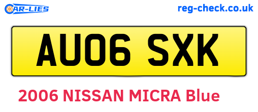 AU06SXK are the vehicle registration plates.