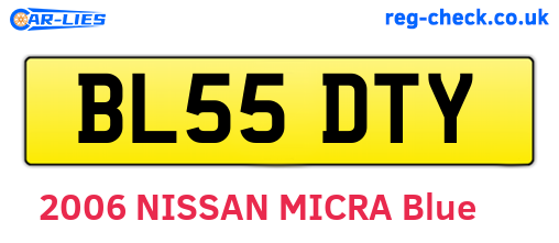 BL55DTY are the vehicle registration plates.