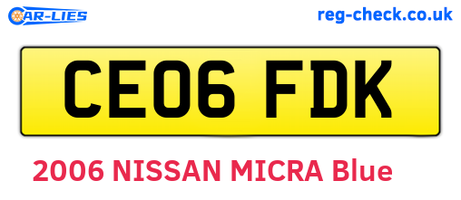 CE06FDK are the vehicle registration plates.