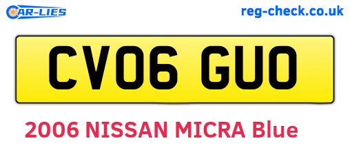 CV06GUO are the vehicle registration plates.