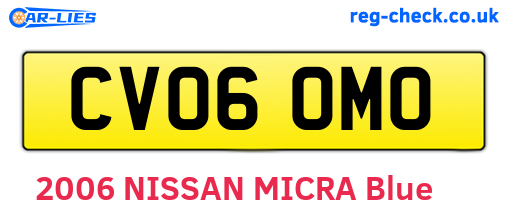 CV06OMO are the vehicle registration plates.