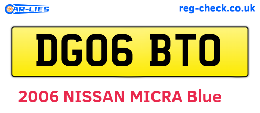 DG06BTO are the vehicle registration plates.