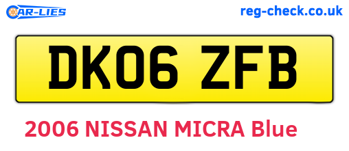 DK06ZFB are the vehicle registration plates.