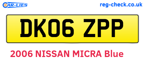 DK06ZPP are the vehicle registration plates.