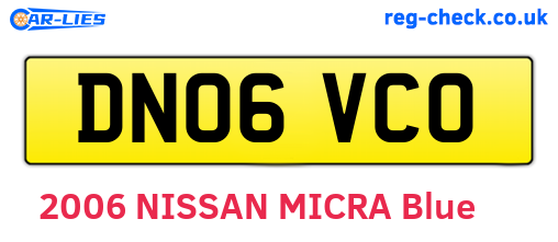 DN06VCO are the vehicle registration plates.