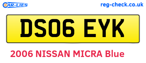 DS06EYK are the vehicle registration plates.