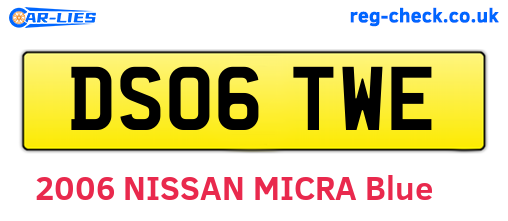 DS06TWE are the vehicle registration plates.