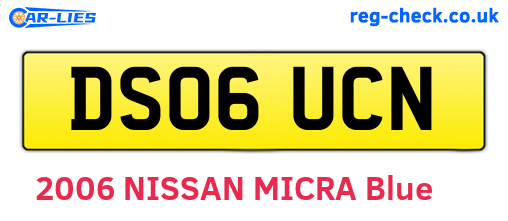DS06UCN are the vehicle registration plates.