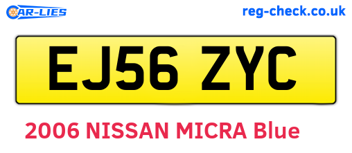 EJ56ZYC are the vehicle registration plates.