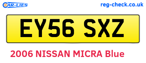 EY56SXZ are the vehicle registration plates.