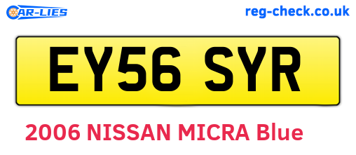 EY56SYR are the vehicle registration plates.