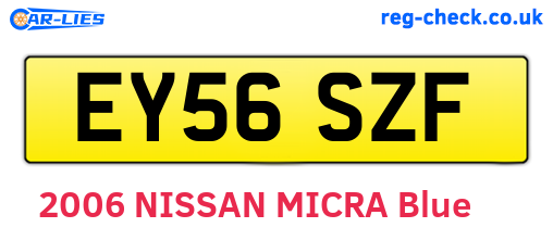 EY56SZF are the vehicle registration plates.
