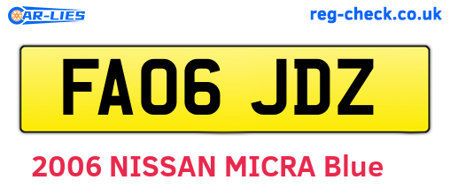 FA06JDZ are the vehicle registration plates.