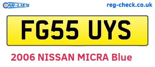 FG55UYS are the vehicle registration plates.