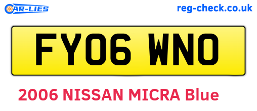 FY06WNO are the vehicle registration plates.